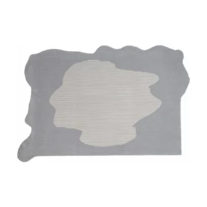 Custom Ribbed Rug in Grey with Torn Cream Island — front view