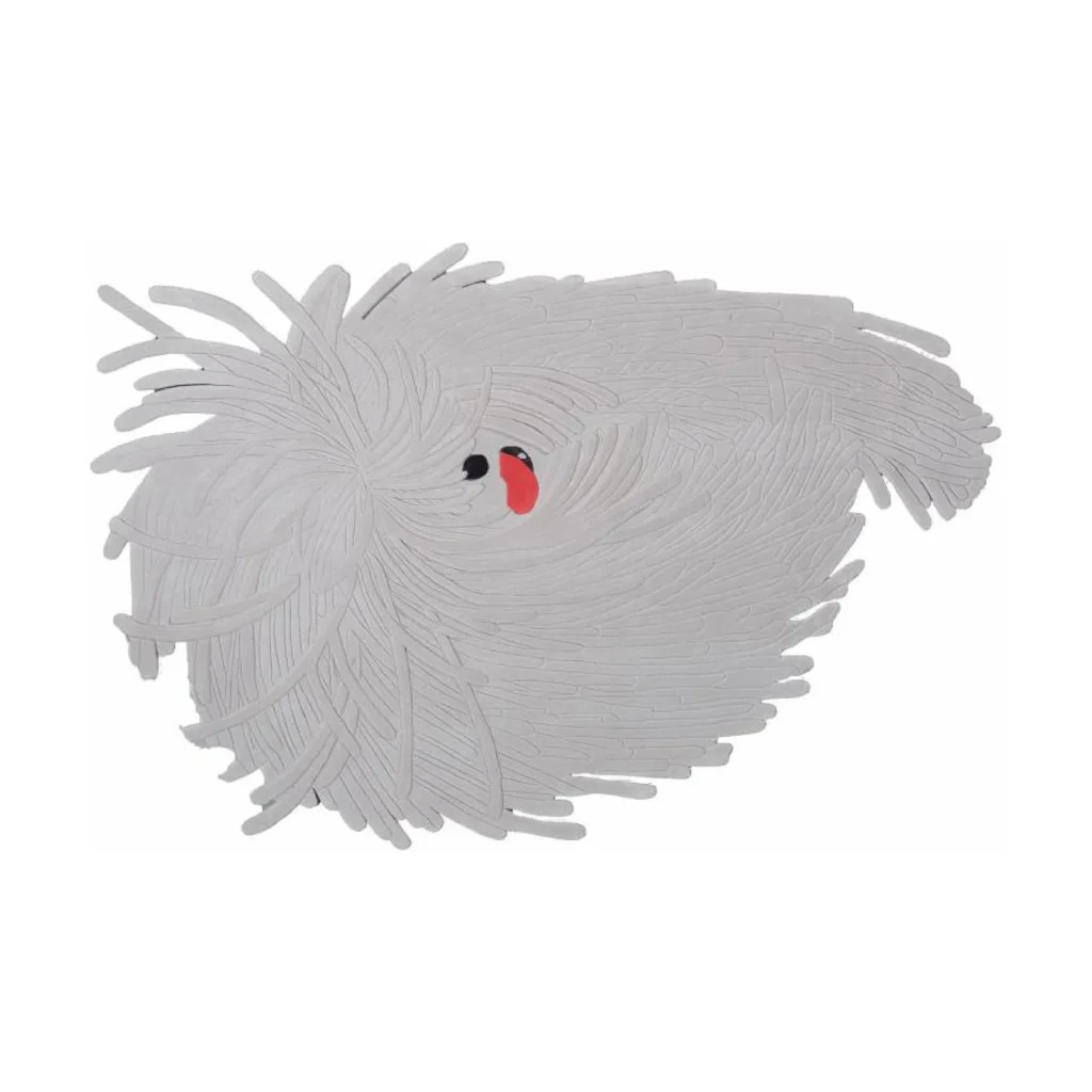 Custom Shaggy Dog Rug in Grey — front view