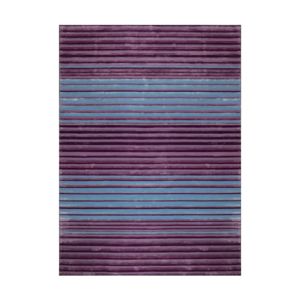 Custom Ribbed Stripe Rug in Purple and Blue — front view