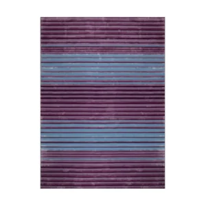 Custom Ribbed Stripe Rug in Purple and Blue — front view