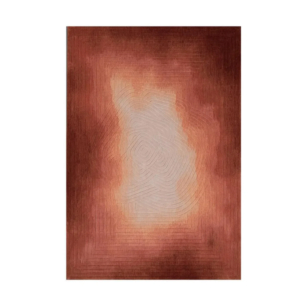 Custom Glow Rug in Rust and Terracotta with Fingerprint — front view