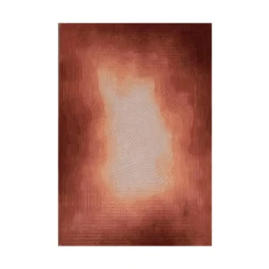 Custom Glow Rug in Rust and Terracotta with Fingerprint — front view