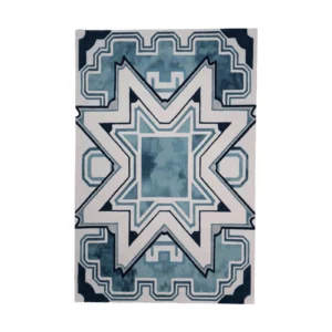 Wool and Silk Deco Star Rug in blue — front view