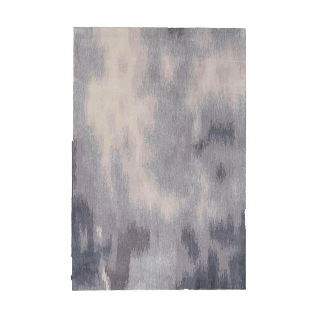 Custom Cloud Wash Rug in Grey, Blue and Cream — front view
