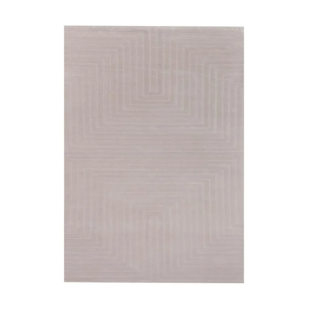 Custom Carved Maze Rug in Pale Taupe — front view
