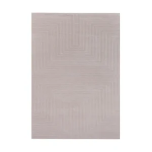 Custom Carved Maze Rug in Pale Taupe — front view