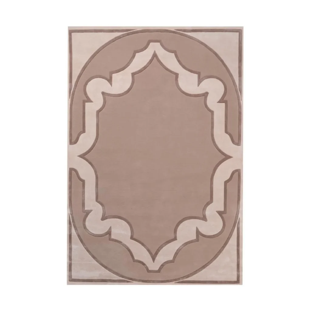 Custom Moorish Medallion Rug in Taupe and Cream — front view
