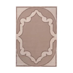Custom Moorish Medallion Rug in Taupe and Cream — front view