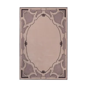Custom Baroque Frame Rug in Blush and Mauve — front view