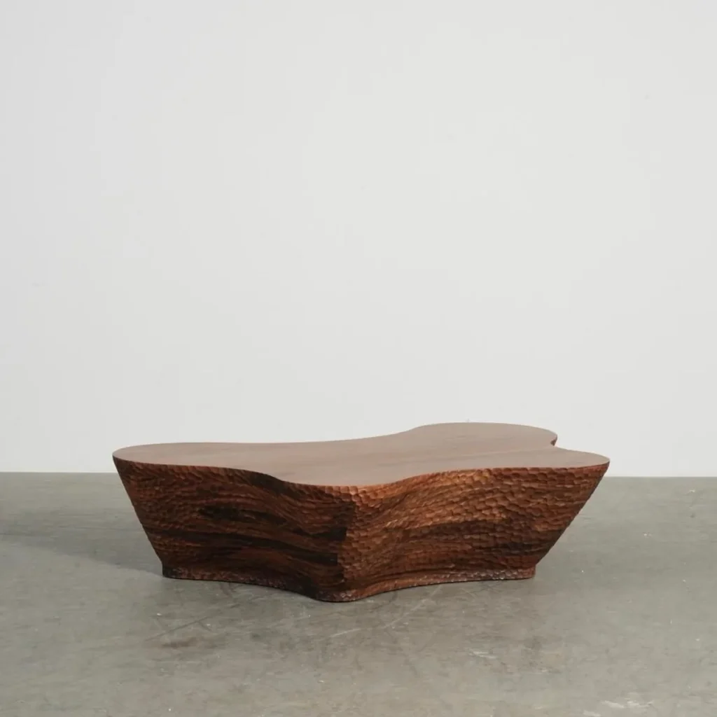 Carved Walnut Boulder Coffee Table, 160 x 100 cm in walnut — front view