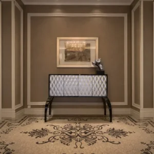 Reagan Tall-Leg Sideboard with Diamond Relief Doors in slate — front view
