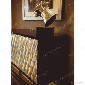 Reagan Tall-Leg Sideboard with Diamond Relief Doors in slate — in a room setting