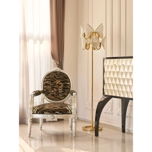 Reagan Tall-Leg Sideboard with Diamond Relief Doors in slate — in a room setting