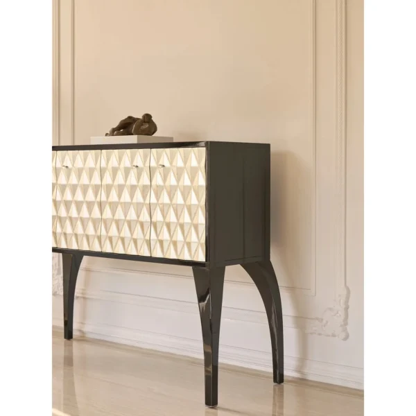 Reagan Tall-Leg Sideboard with Diamond Relief Doors in slate — in a room setting