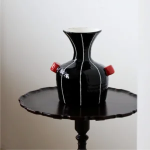 Artist-Made Black Glossy Vase in black — front view