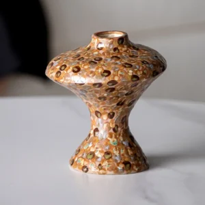 Artist-Made Crackle Colour Glaze Sculptural Vase, Star in multicolour — front view