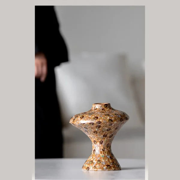 Artist-Made Crackle Colour Glaze Sculptural Vase, Star in multicolour — in a room setting