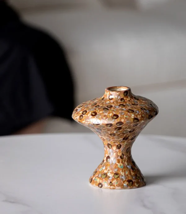 Artist-Made Crackle Colour Glaze Sculptural Vase, Star in multicolour — in a room setting