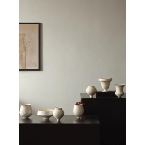 Designer Jingdezhen Slip-Glazed Ceramic Vases, Three Sizes in ivory — in a room setting