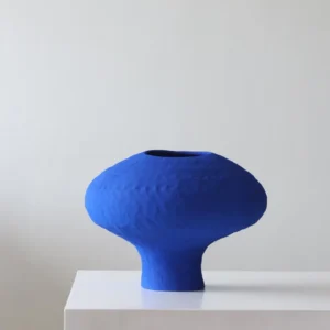 Designer Jingdezhen Klein Blue Mushroom Vase, Large in blue — in a room setting