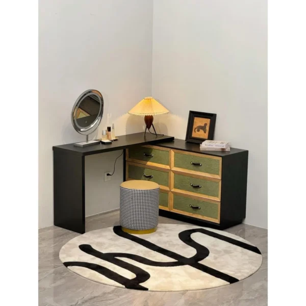 Daiying Extendable Vanity Dresser in Green and Black — in a room setting