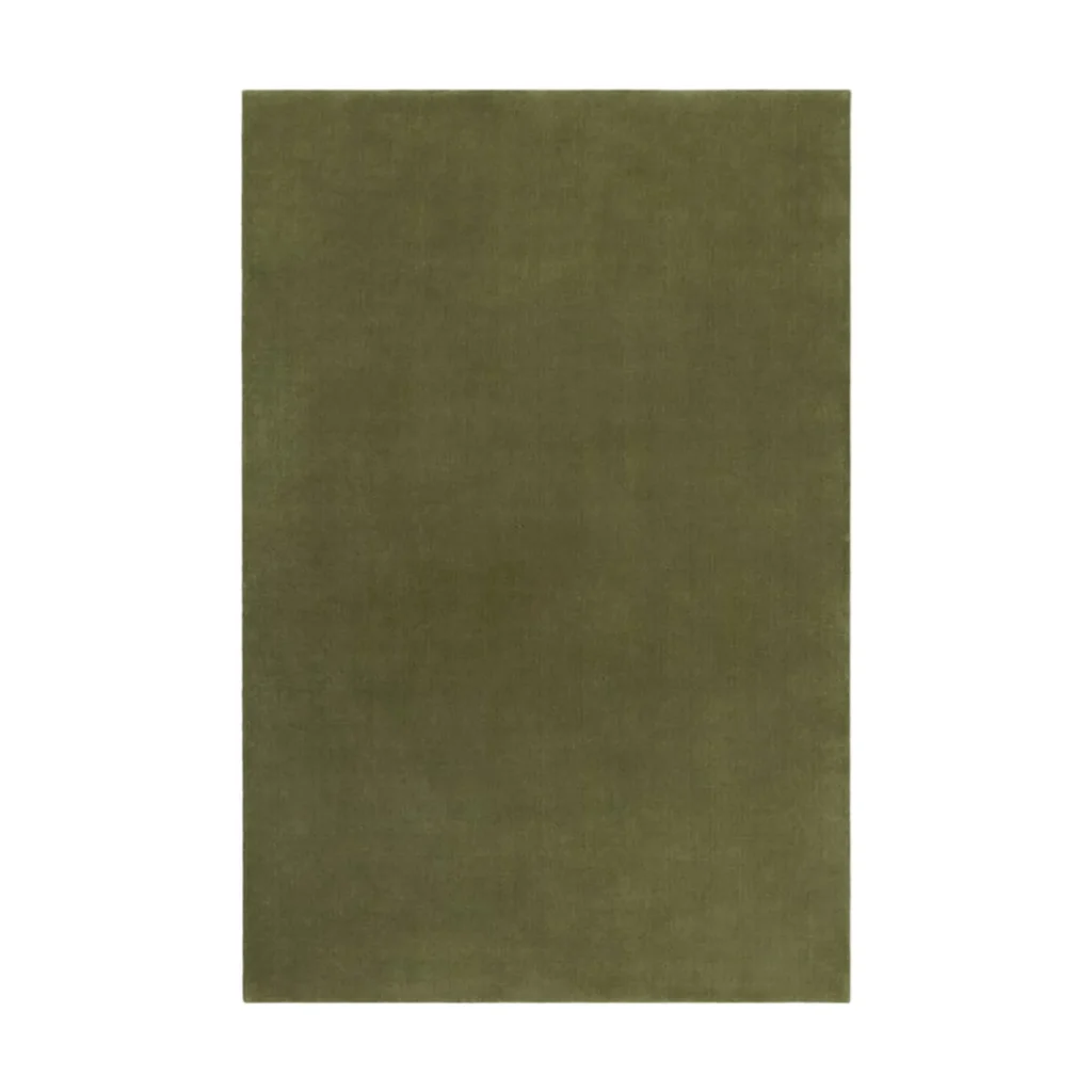 Dark Green Plain Rug in olive — front view