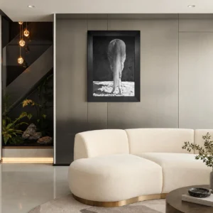 Monochrome Horse Wall Art in Black Frame — front view