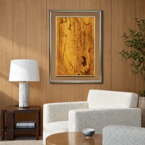 Golden Abstract Wall Art in Silver Frame — front view