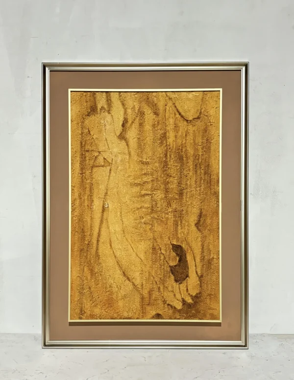Golden Abstract Wall Art in Silver Frame — in a room setting