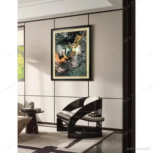 Vibrant Abstract Wall Art in Slim Black Frame — in a room setting