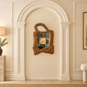 Carved Wood Knot Frame Wall Art in clay — front view