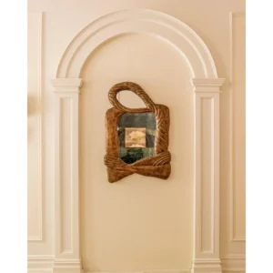 Carved Wood Knot Frame Wall Art in clay — in a room setting