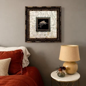 Mother of Pearl Bordered Wall Art in oatmeal — front view