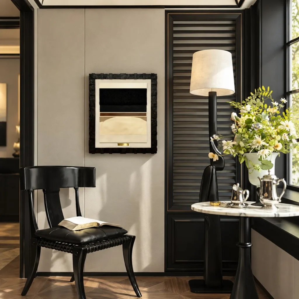 Small Horizon Wall Art in Black and Cream Frame — front view