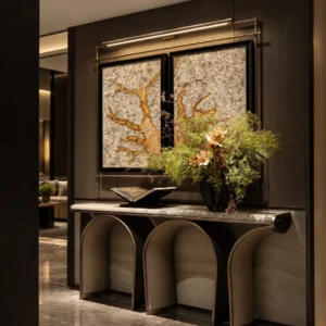 Gold Branch Wall Art Set of 2 in Black Frames — front view