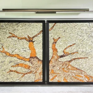 Gold Branch Wall Art Set of 2 in Black Frames — in a room setting