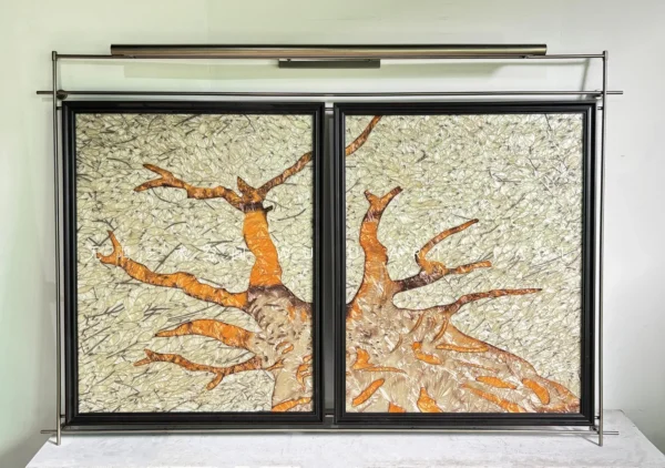 Gold Branch Wall Art Set of 2 in Black Frames — in a room setting