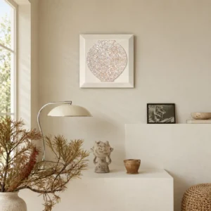 Speckled Moon Wall Art in Cream Frame — front view