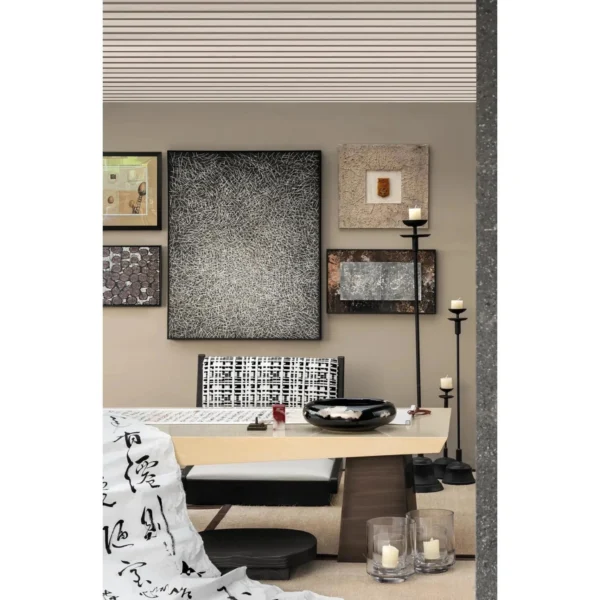 Gallery Wall Art Set with Black Ink Centrepiece in black — in a room setting
