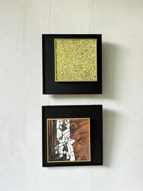 Stacked Textured Wall Art Set of 2 in Black Frames — in a room setting