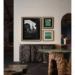 Gallery Wall Art Set of 3 in Black and Gold Frames — in a room setting