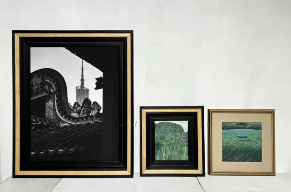 Gallery Wall Art Set of 3 in Black and Gold Frames — in a room setting
