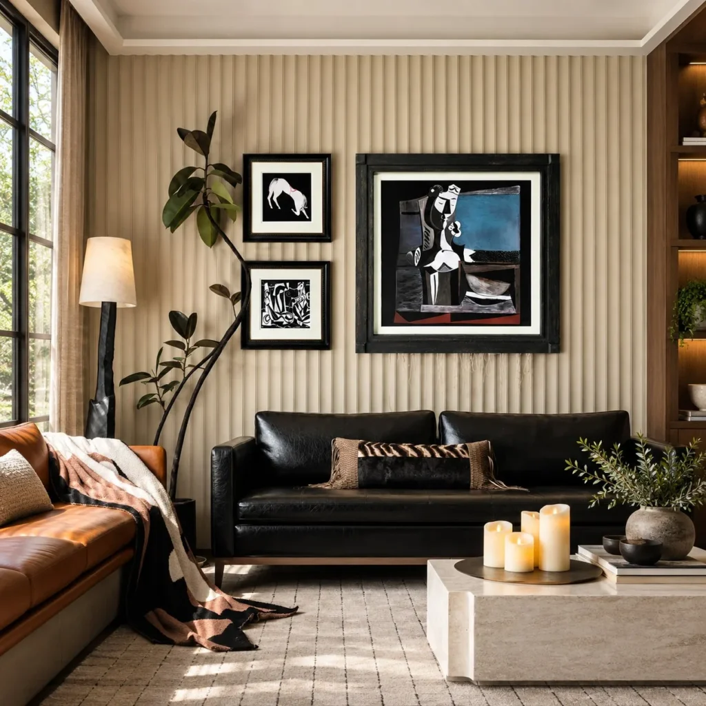 Modernist Figure Wall Art Set of 3 in Black Frames — front view