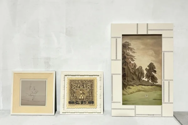 Vintage Landscape Wall Art Set of 3 in Cream Frames — in a room setting