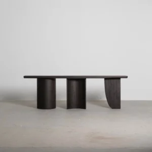 Three-Curve Ash Console Table in walnut — front view