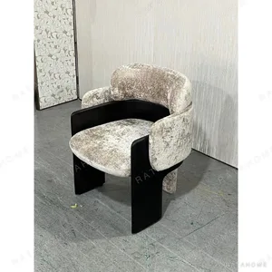 Grey Mottled Velvet Block Chair on Black Cantilever Frame in slate — in a room setting