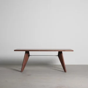 Black Walnut Writing Desk with Triangular Wood Legs, 200 cm in walnut — front view