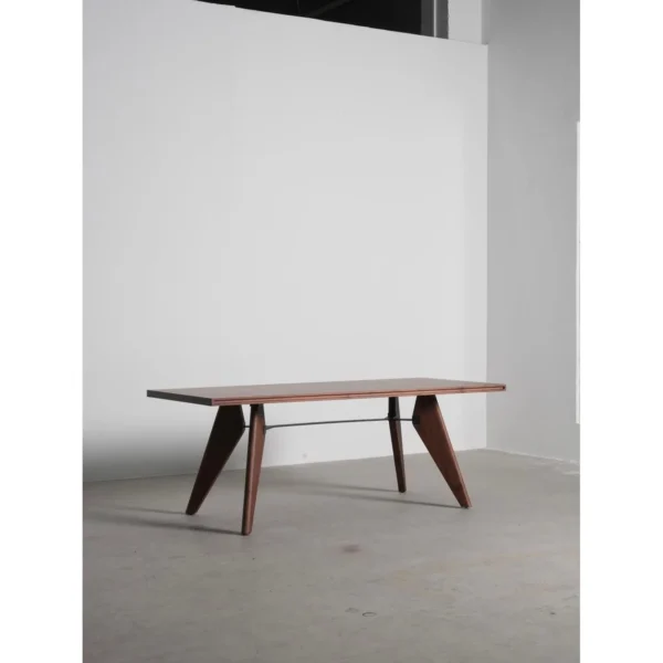 Black Walnut Writing Desk with Triangular Wood Legs, 200 cm in walnut — in a room setting