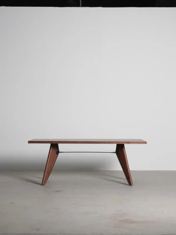 Black Walnut Writing Desk with Triangular Wood Legs, 200 cm in walnut — in a room setting