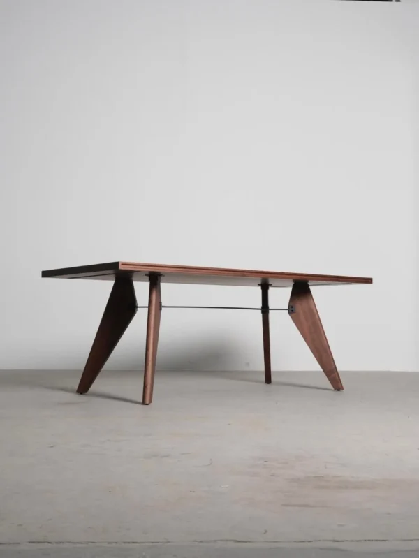 Black Walnut Writing Desk with Triangular Wood Legs, 200 cm in walnut — in a room setting